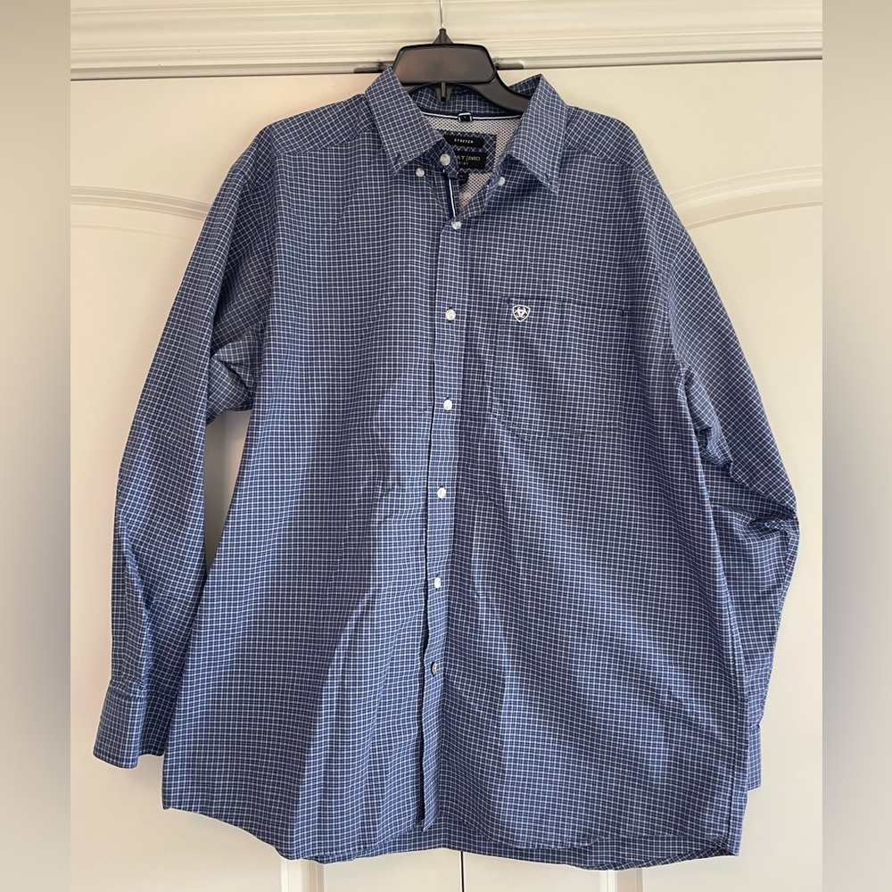 Ariat Navy Checkered Button Down Shirt